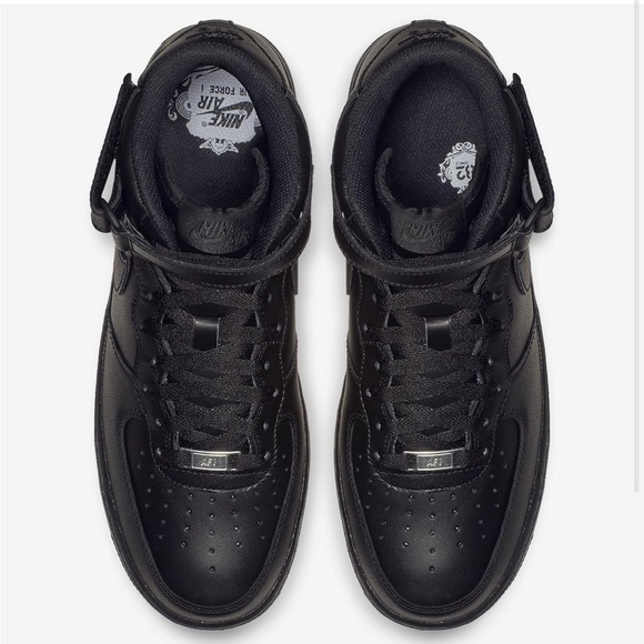 Nike Men's Black Air Force 1s High-Top Sneakers Size 10.5 - Picture 2 of 10
